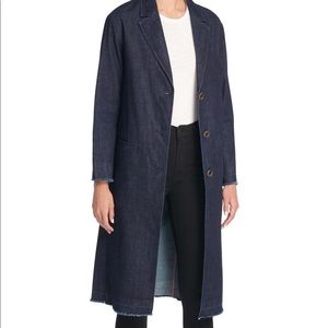 Levi’s Navy Frayed Trim Denim Duster Coat